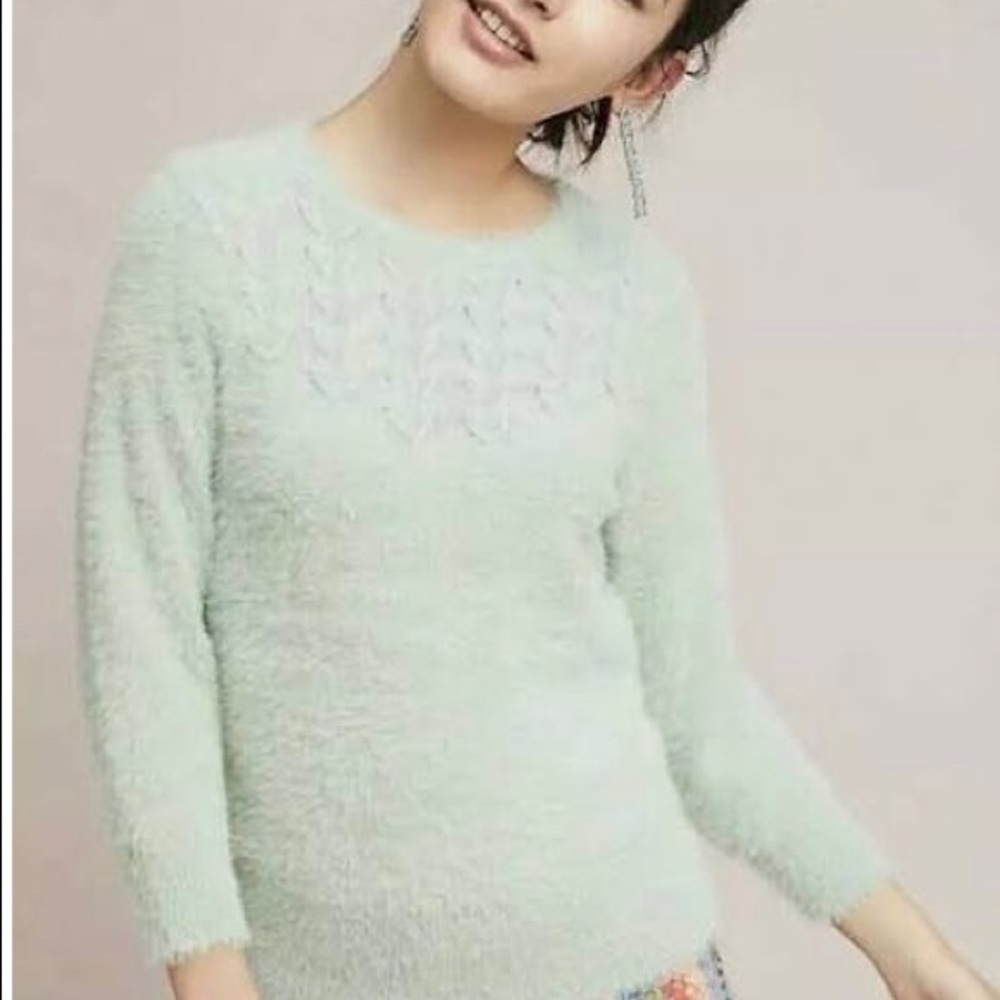 Anthropologie’s Rosie Neira Fuzzy Green Sweater, M